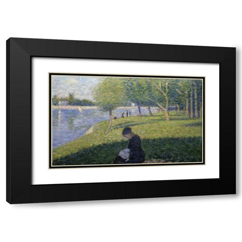 Study for A Sunday on La Grande Jatte II Black Modern Wood Framed Art Print with Double Matting by Seurat, Georges