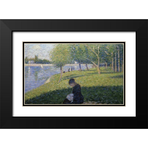 Study for A Sunday on La Grande Jatte II Black Modern Wood Framed Art Print with Double Matting by Seurat, Georges