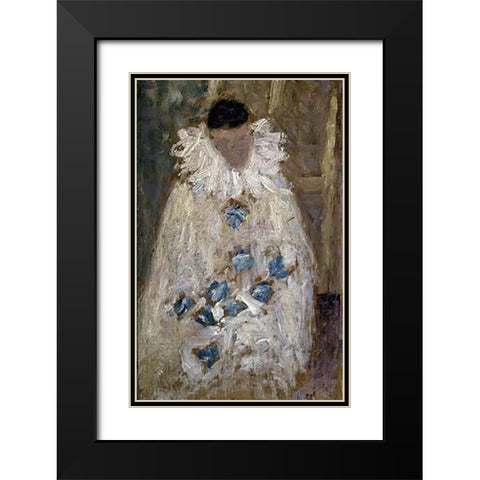 The Painter Aman-Jean as a Clown Black Modern Wood Framed Art Print with Double Matting by Seurat, Georges
