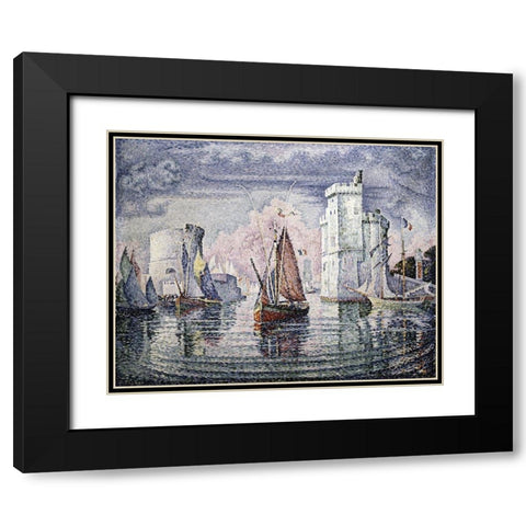 Entrance To The Port of La Rochelle Black Modern Wood Framed Art Print with Double Matting by Signac, Paul