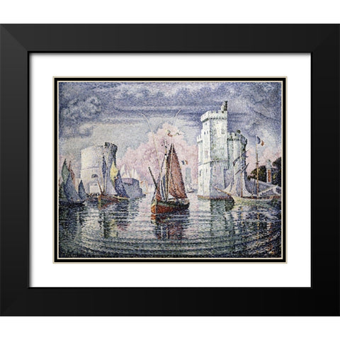 Entrance To The Port of La Rochelle Black Modern Wood Framed Art Print with Double Matting by Signac, Paul