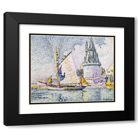 La Tour De Quatre Sergents, La Rochelle Black Modern Wood Framed Art Print with Double Matting by Signac, Paul