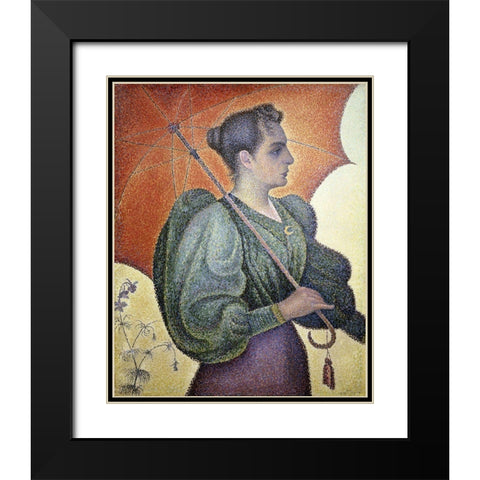 Portrait of Bertha Signac Black Modern Wood Framed Art Print with Double Matting by Signac, Paul