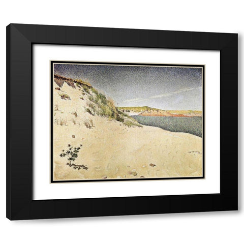 Sandy Ocean Beach Black Modern Wood Framed Art Print with Double Matting by Signac, Paul