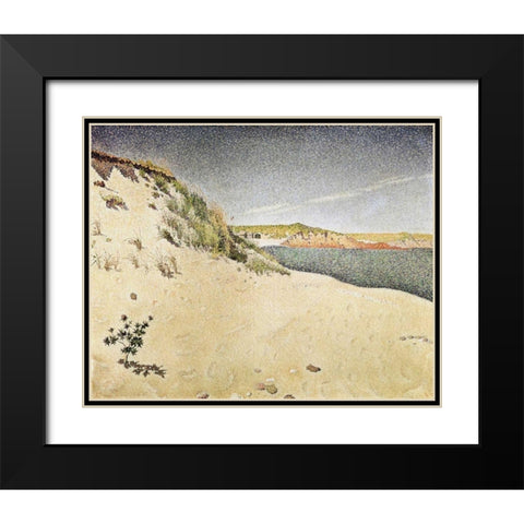 Sandy Ocean Beach Black Modern Wood Framed Art Print with Double Matting by Signac, Paul
