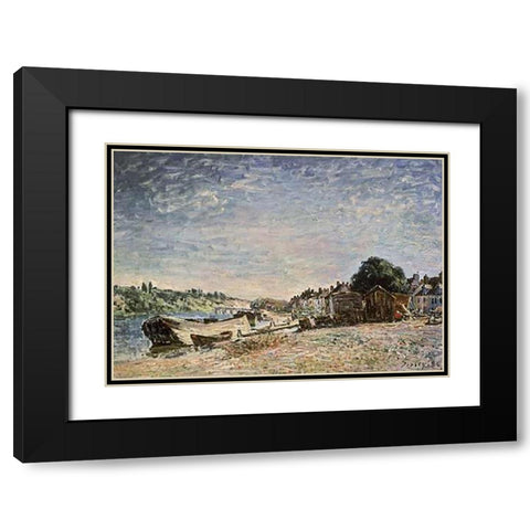 Bord De Riviere a Saint-Mammes Black Modern Wood Framed Art Print with Double Matting by Sisley, Alfred