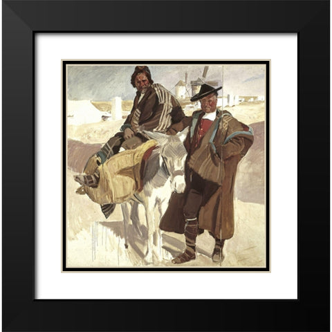 Typical Men of La Mancha Black Modern Wood Framed Art Print with Double Matting by Sorolla y Bastida, Joaquin