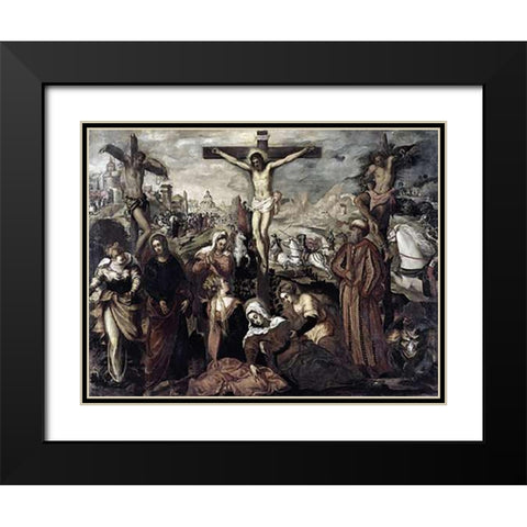 Crucifixion Black Modern Wood Framed Art Print with Double Matting by Tintoretto, Jacopo