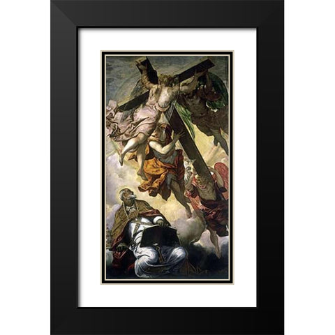 St. Peters Vision Black Modern Wood Framed Art Print with Double Matting by Tintoretto, Jacopo