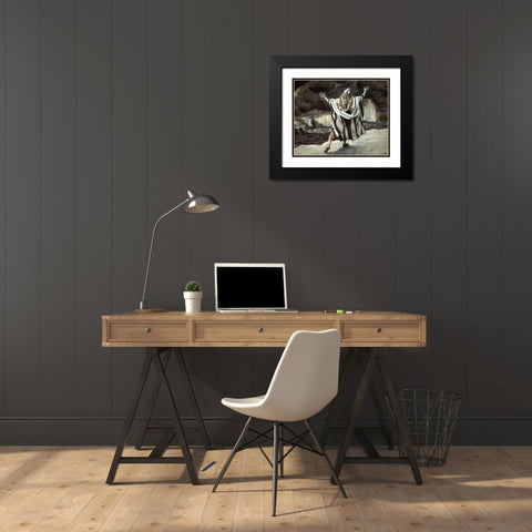 Abraham Sees Sodom In Flames Black Modern Wood Framed Art Print with Double Matting by Tissot, James