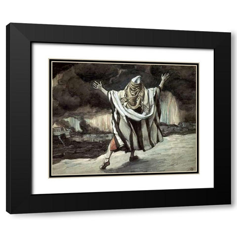 Abraham Sees Sodom In Flames Black Modern Wood Framed Art Print with Double Matting by Tissot, James