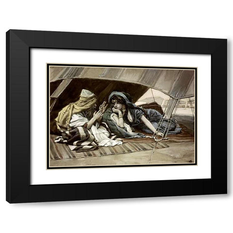 Abrahams Counsel To Sarah Black Modern Wood Framed Art Print with Double Matting by Tissot, James