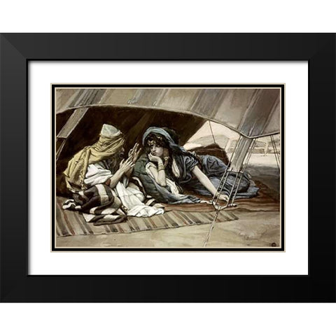 Abrahams Counsel To Sarah Black Modern Wood Framed Art Print with Double Matting by Tissot, James