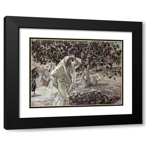 Accursed Fig Tree Black Modern Wood Framed Art Print with Double Matting by Tissot, James