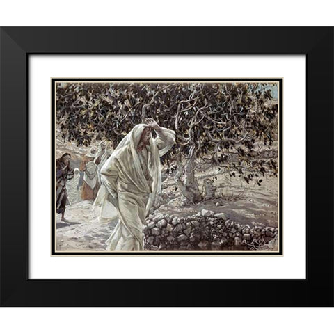 Accursed Fig Tree Black Modern Wood Framed Art Print with Double Matting by Tissot, James