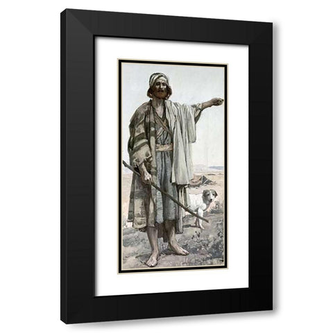 Amos Black Modern Wood Framed Art Print with Double Matting by Tissot, James