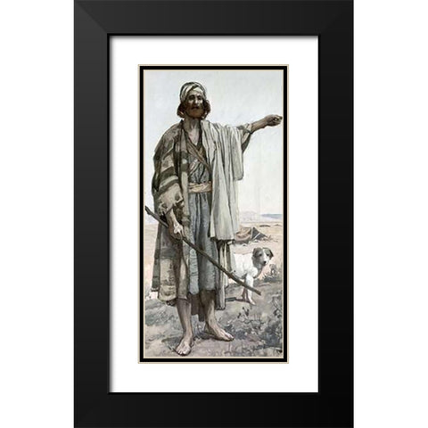 Amos Black Modern Wood Framed Art Print with Double Matting by Tissot, James