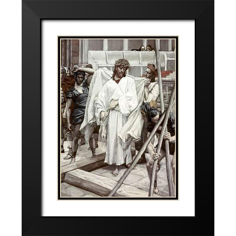 And They Put His Own Raiment On Him Black Modern Wood Framed Art Print with Double Matting by Tissot, James