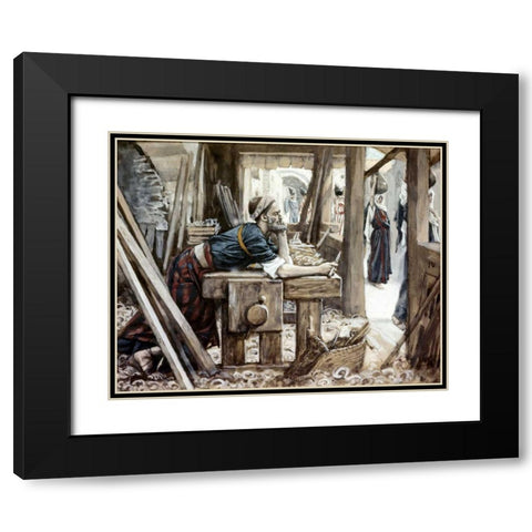 Anxiety of Joseph Black Modern Wood Framed Art Print with Double Matting by Tissot, James Jacques