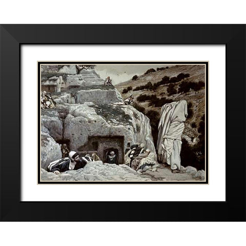 AVintagetles Hiding In The Valley of Hinnom Black Modern Wood Framed Art Print with Double Matting by Tissot, James