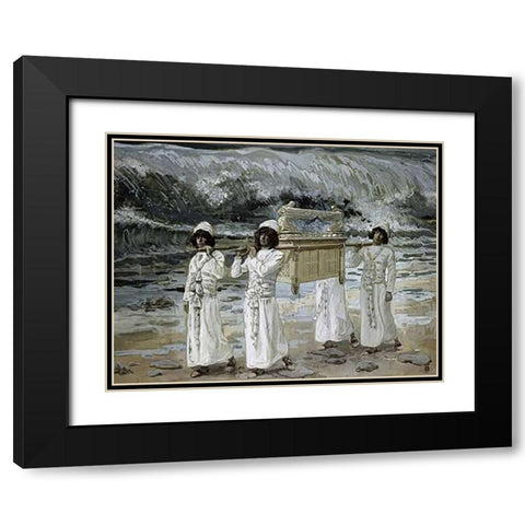 Ark Passes Over The Jordan Black Modern Wood Framed Art Print with Double Matting by Tissot, James