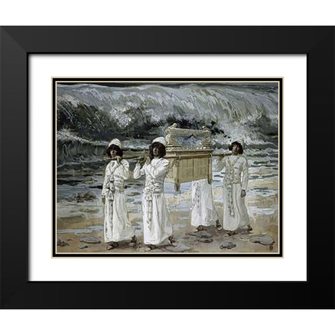 Ark Passes Over The Jordan Black Modern Wood Framed Art Print with Double Matting by Tissot, James