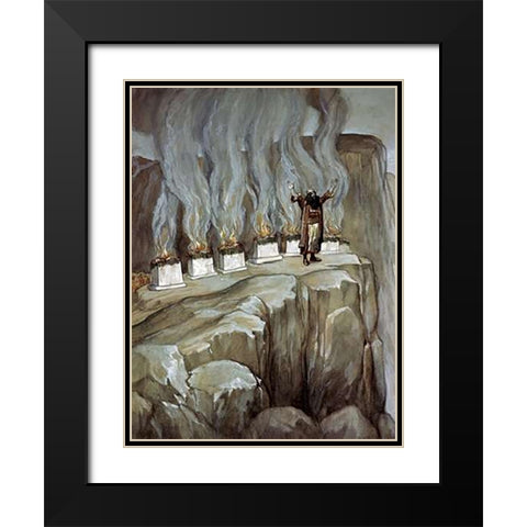 Balaam Prophesies The Glory of Israel Black Modern Wood Framed Art Print with Double Matting by Tissot, James