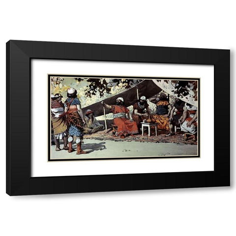 Ben-Hadad and The Kings Drinking In The Tent Black Modern Wood Framed Art Print with Double Matting by Tissot, James