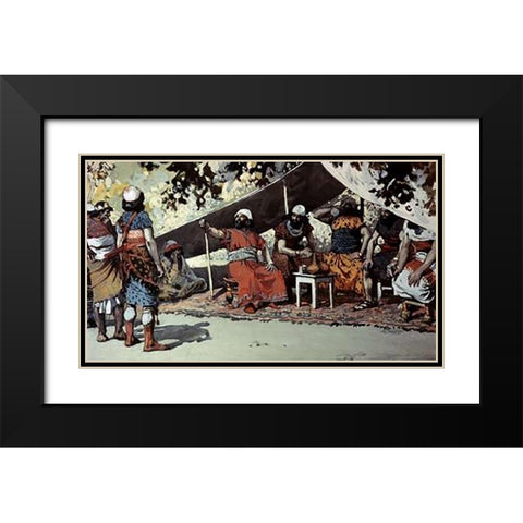 Ben-Hadad and The Kings Drinking In The Tent Black Modern Wood Framed Art Print with Double Matting by Tissot, James