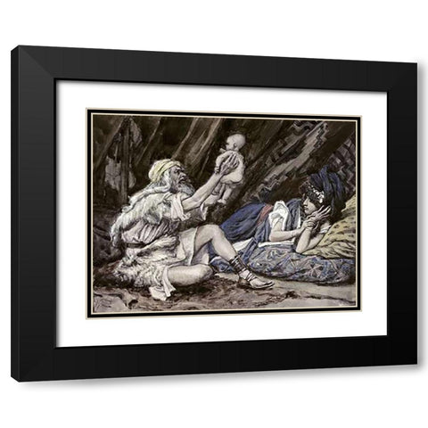 Birth of Noah Black Modern Wood Framed Art Print with Double Matting by Tissot, James
