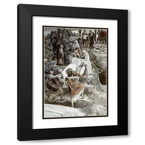 Body of Jesus Carried To The Stone of Anointing Black Modern Wood Framed Art Print with Double Matting by Tissot, James Jacques