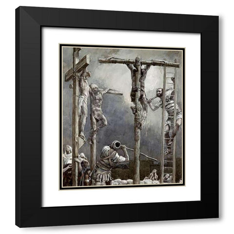 Breaking The Thieves Legs Black Modern Wood Framed Art Print with Double Matting by Tissot, James