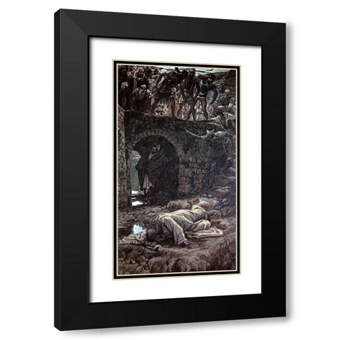 Bridge Over The Brook Kedron Black Modern Wood Framed Art Print with Double Matting by Tissot, James