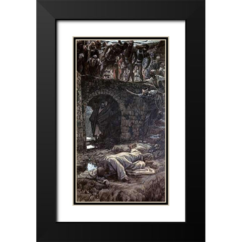 Bridge Over The Brook Kedron Black Modern Wood Framed Art Print with Double Matting by Tissot, James