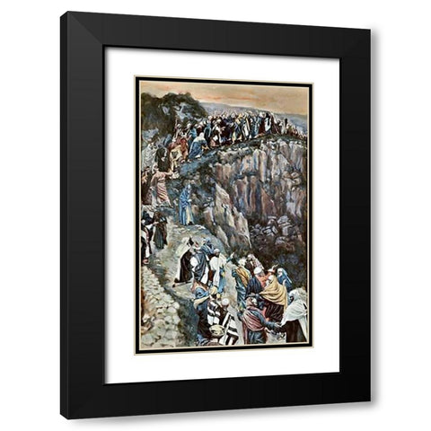 Brow of The Hill Near Nazareth Black Modern Wood Framed Art Print with Double Matting by Tissot, James