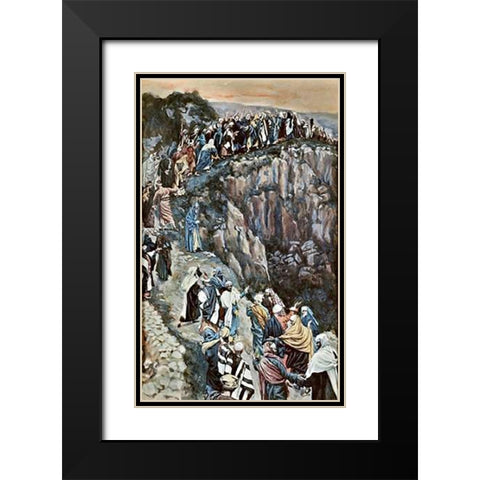 Brow of The Hill Near Nazareth Black Modern Wood Framed Art Print with Double Matting by Tissot, James