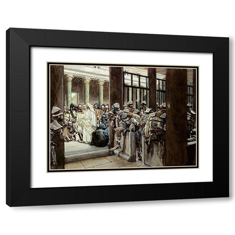 But No Man Laid Hands Upon Him Black Modern Wood Framed Art Print with Double Matting by Tissot, James