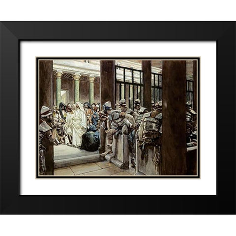 But No Man Laid Hands Upon Him Black Modern Wood Framed Art Print with Double Matting by Tissot, James