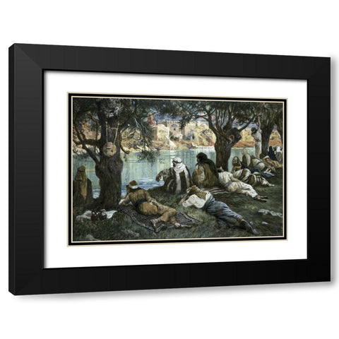 By The Waters of Babylon Black Modern Wood Framed Art Print with Double Matting by Tissot, James Jacques