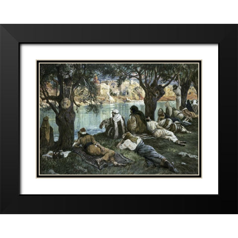 By The Waters of Babylon Black Modern Wood Framed Art Print with Double Matting by Tissot, James Jacques