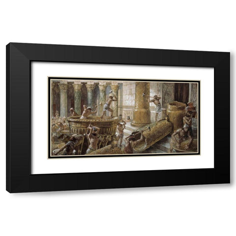 Chaldees Destroy The Brazen Sea Black Modern Wood Framed Art Print with Double Matting by Tissot, James Jacques