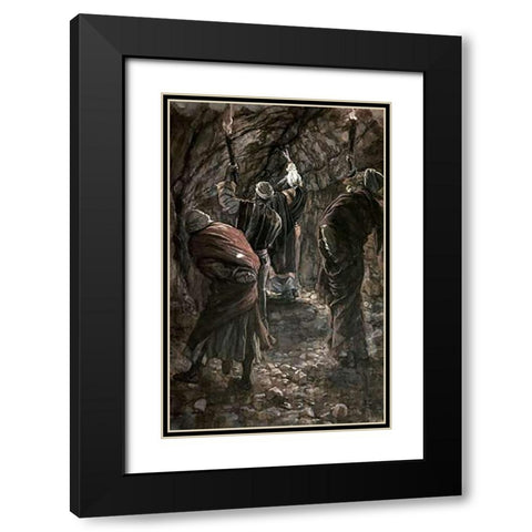 Chasm In The Rock of Calvary Black Modern Wood Framed Art Print with Double Matting by Tissot, James