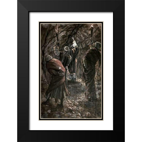 Chasm In The Rock of Calvary Black Modern Wood Framed Art Print with Double Matting by Tissot, James