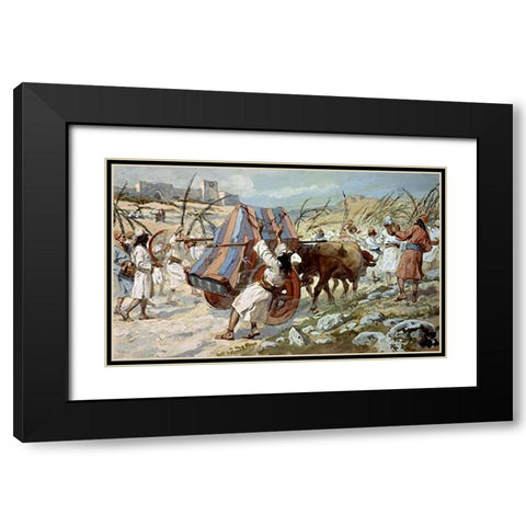 Chastisement of Uzzah Black Modern Wood Framed Art Print with Double Matting by Tissot, James