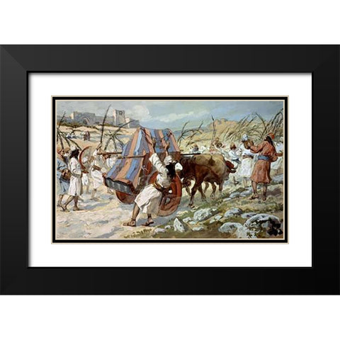 Chastisement of Uzzah Black Modern Wood Framed Art Print with Double Matting by Tissot, James