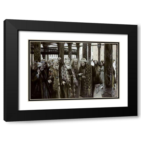 Chief Priests Take Counsel Together Black Modern Wood Framed Art Print with Double Matting by Tissot, James