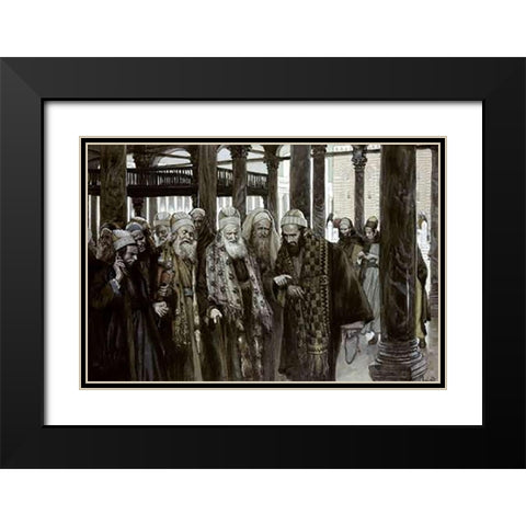 Chief Priests Take Counsel Together Black Modern Wood Framed Art Print with Double Matting by Tissot, James