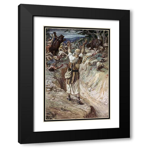 Children Devoured By Bears Black Modern Wood Framed Art Print with Double Matting by Tissot, James