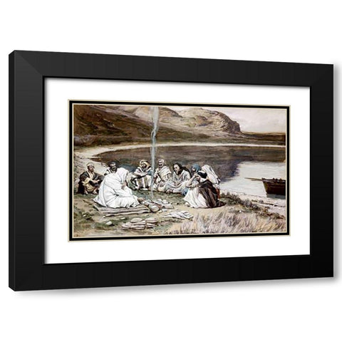 Museumist Eating With His Disciples Black Modern Wood Framed Art Print with Double Matting by Tissot, James