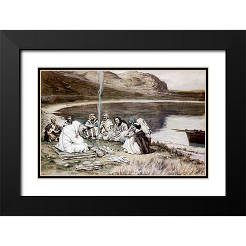 Museumist Eating With His Disciples Black Modern Wood Framed Art Print with Double Matting by Tissot, James